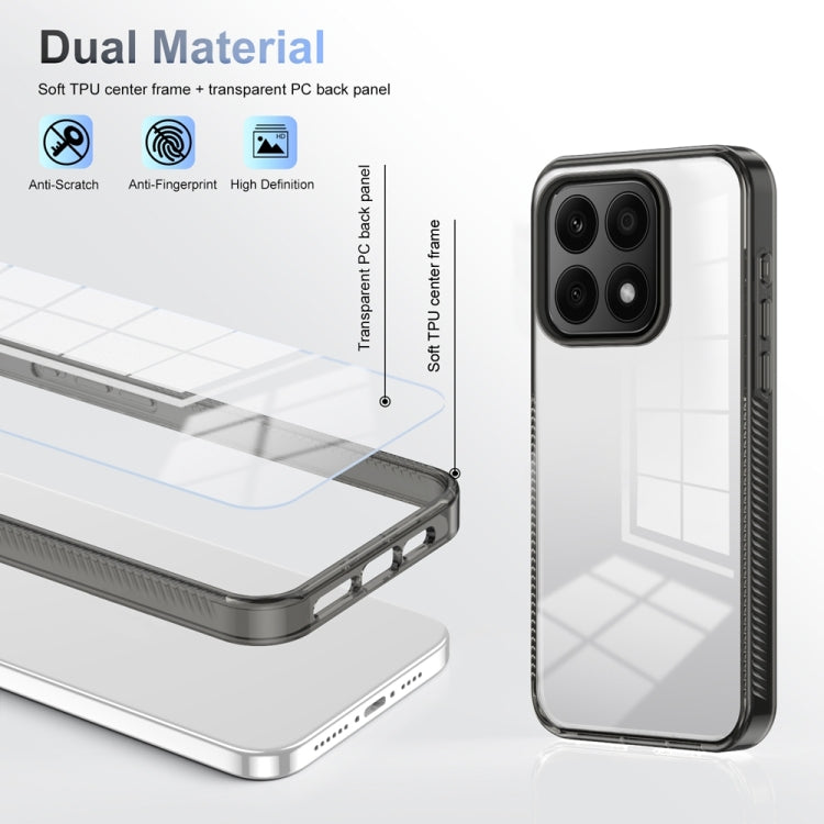 For Honor X8a 2.5mm Anti-slip Clear Acrylic Hybrid TPU Phone Case(Black)