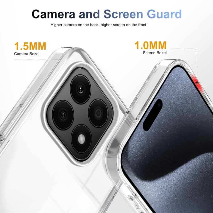 For Honor X8a 2.5mm Anti-slip Clear Acrylic Hybrid TPU Phone Case(Transparent)