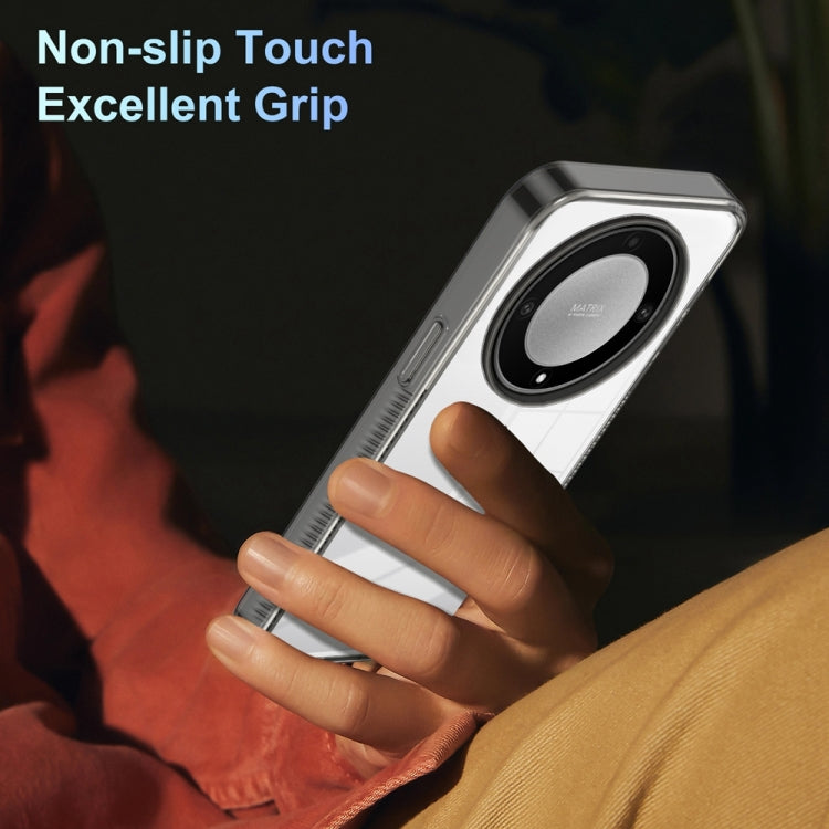 For Honor X9a 2.5mm Anti-slip Clear Acrylic Hybrid TPU Phone Case(Black)