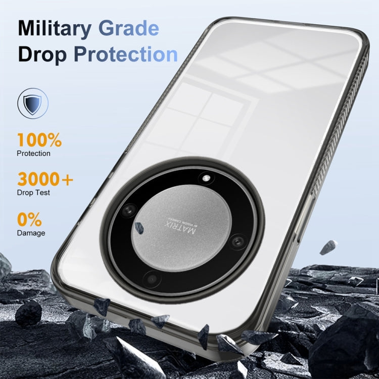 For Honor X9a 2.5mm Anti-slip Clear Acrylic Hybrid TPU Phone Case(Black)