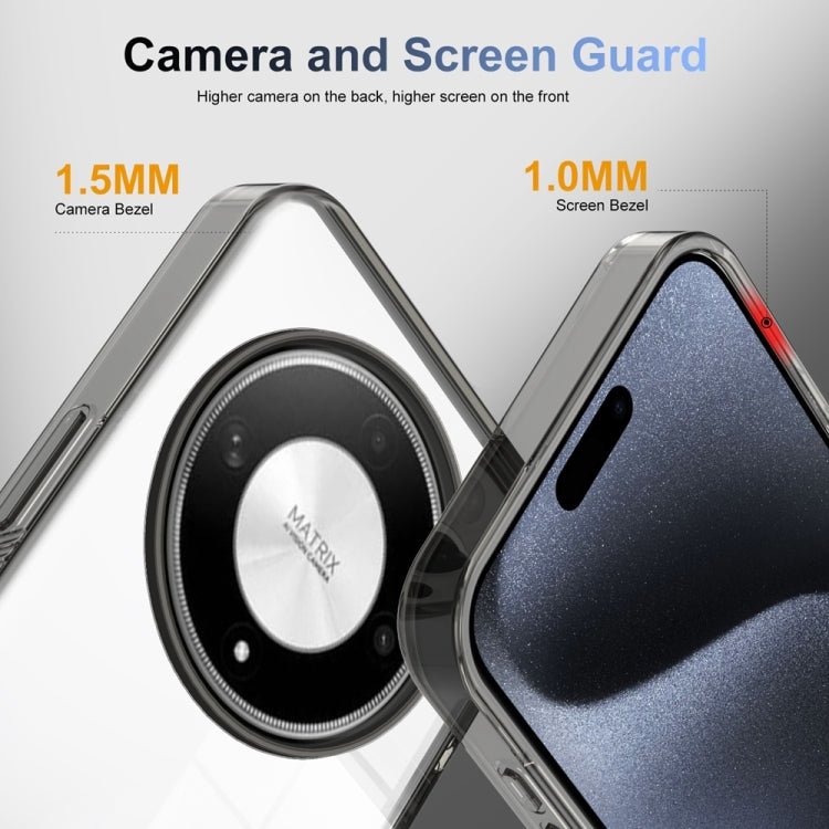 For Honor X9b 2.5mm Anti-slip Clear Acrylic Hybrid TPU Phone Case(Black)