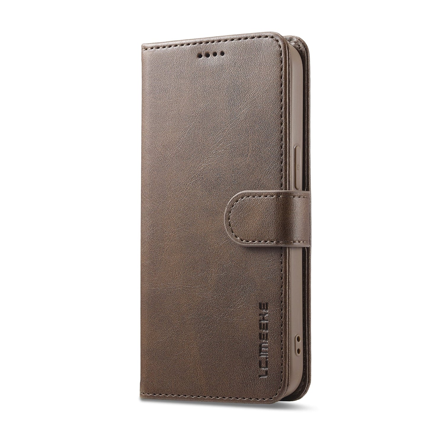 LC.IMEEKE Calf Texture Horizontal Flip Leather Case For iPhone 16e(Brown)