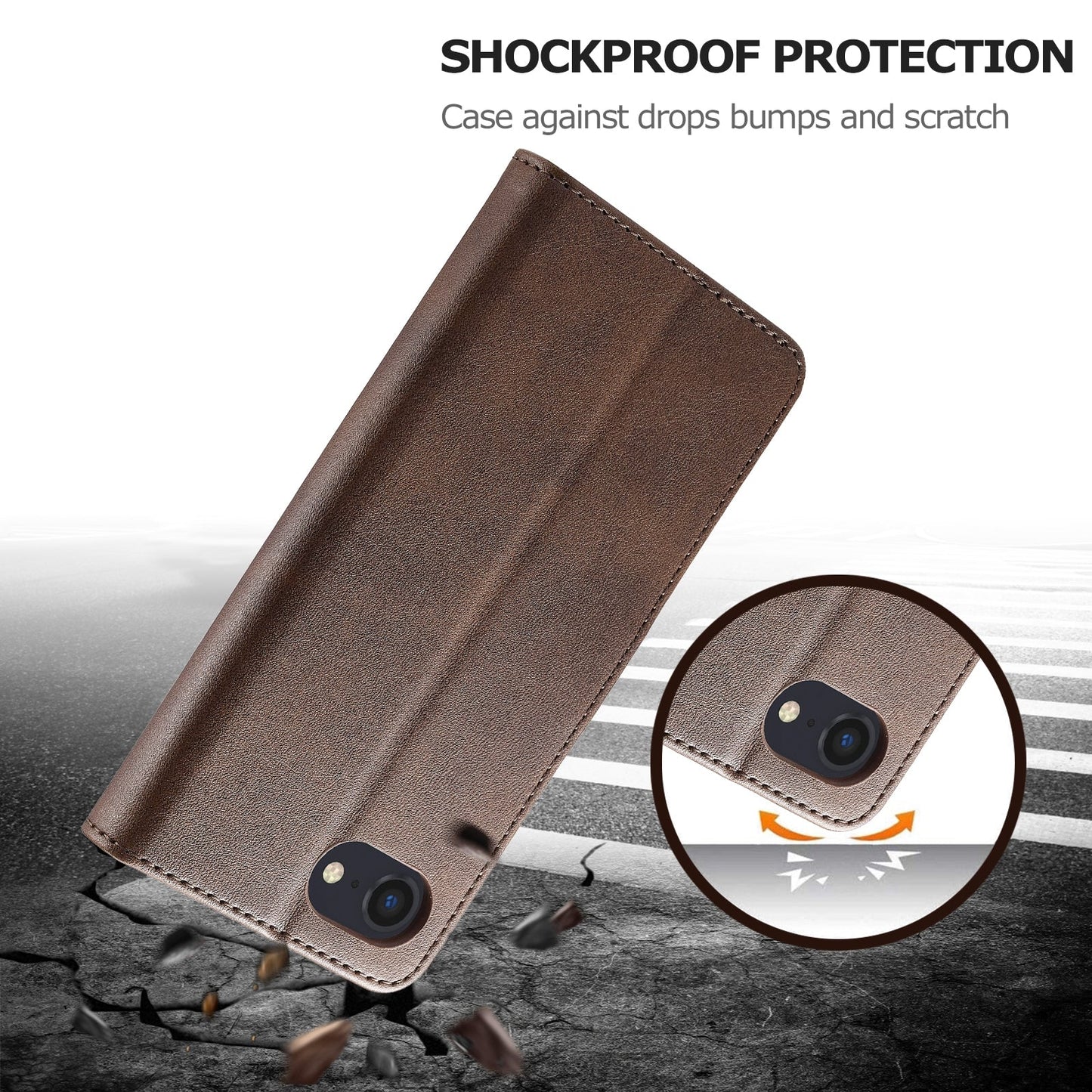 LC.IMEEKE Calf Texture Horizontal Flip Leather Case For iPhone 16e(Brown)