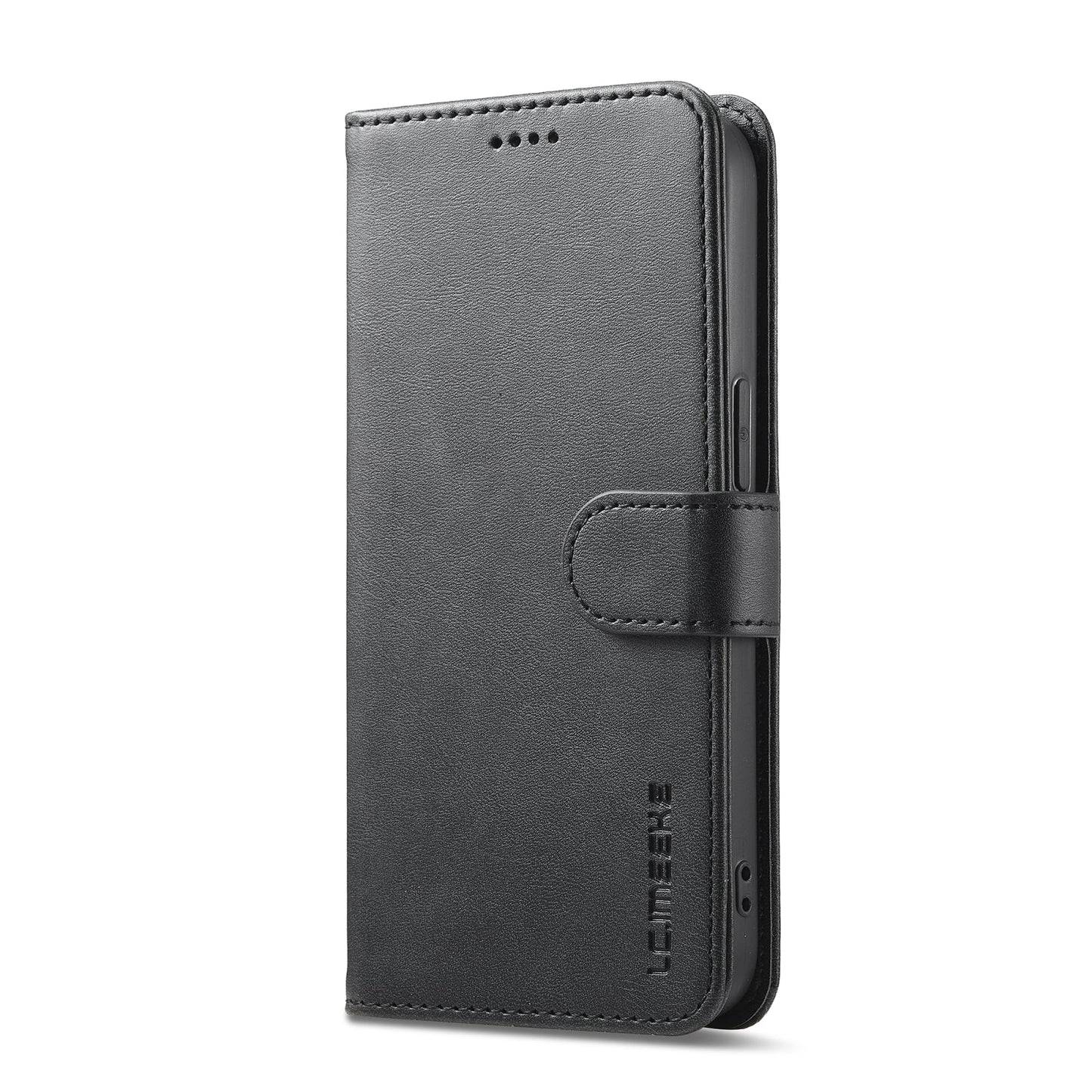 LC.IMEEKE Calf Texture Horizontal Flip Leather Case For iPhone 16e(Black)
