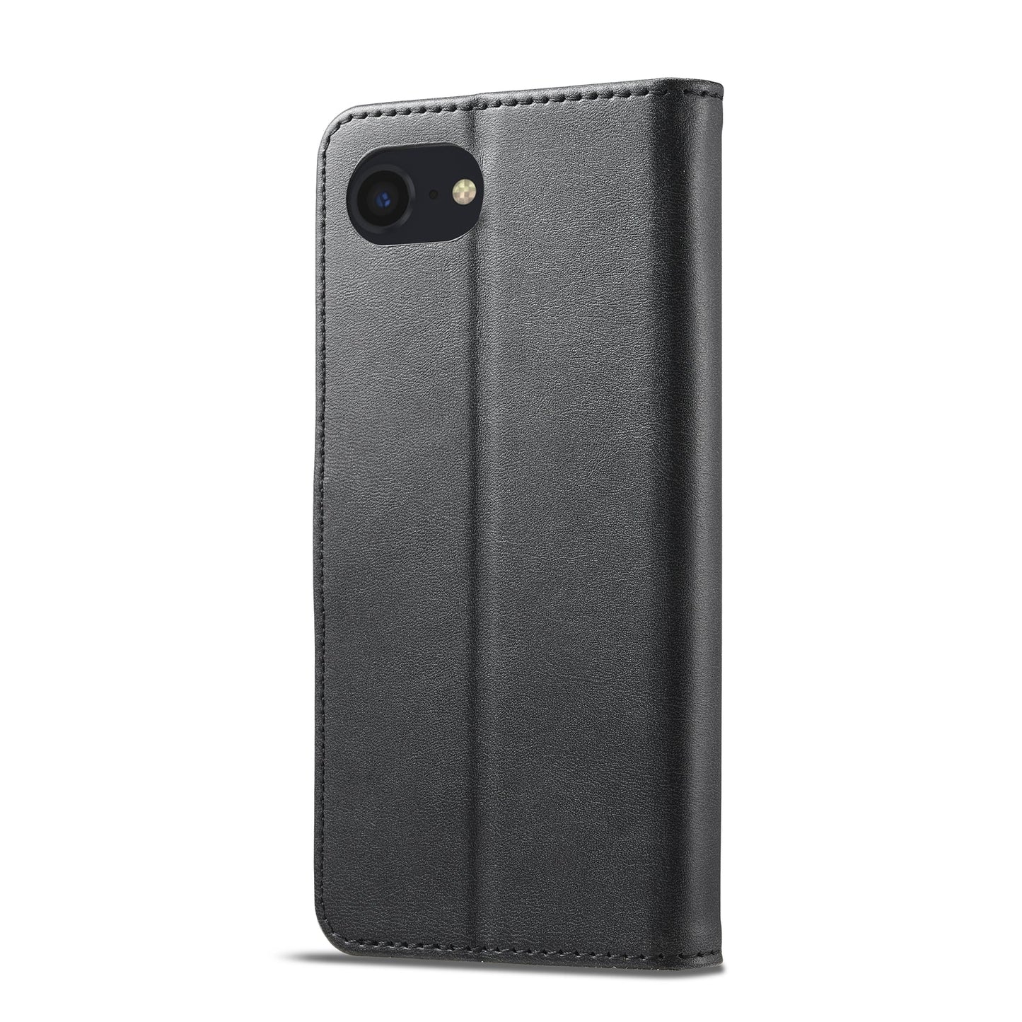 LC.IMEEKE Calf Texture Horizontal Flip Leather Case For iPhone 16e(Black)