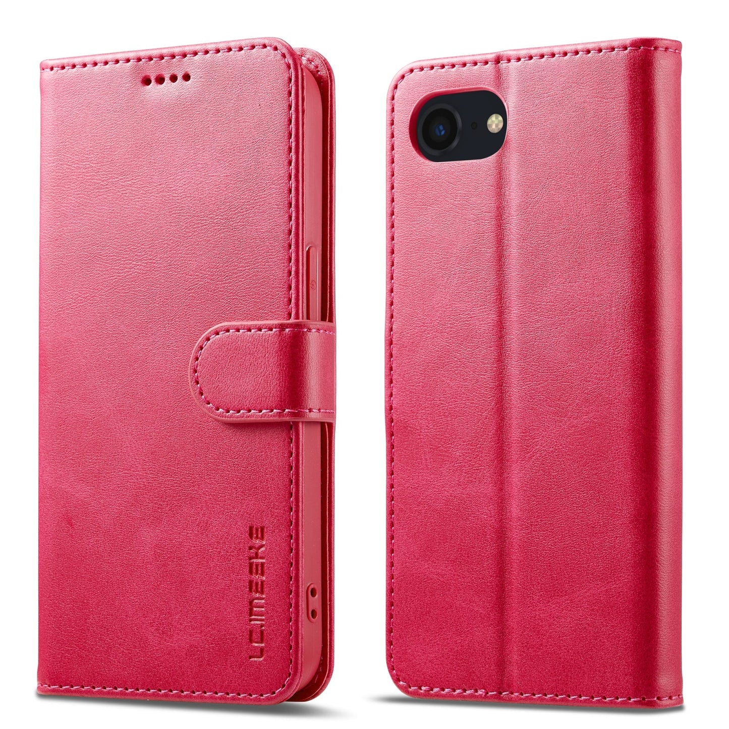 LC.IMEEKE Calf Texture Horizontal Flip Leather Case For iPhone 16e(Red)