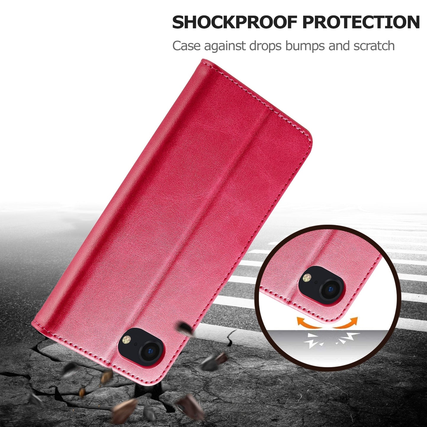 LC.IMEEKE Calf Texture Horizontal Flip Leather Case For iPhone 16e(Red)