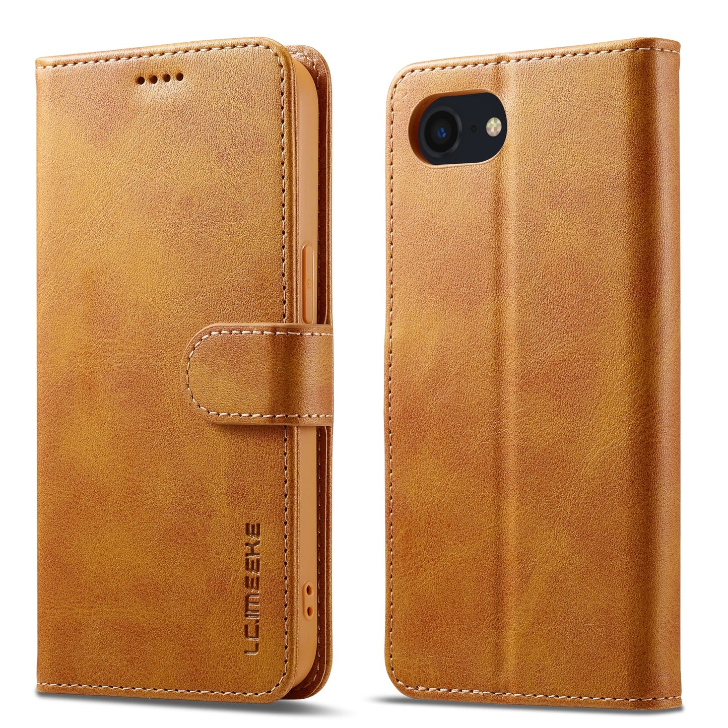 LC.IMEEKE Calf Texture Horizontal Flip Leather Case For iPhone 16e(Yellow)