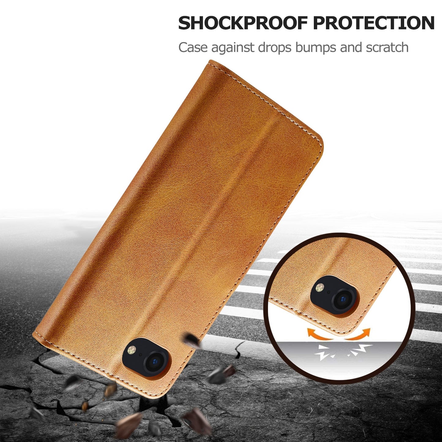 LC.IMEEKE Calf Texture Horizontal Flip Leather Case For iPhone 16e(Yellow)