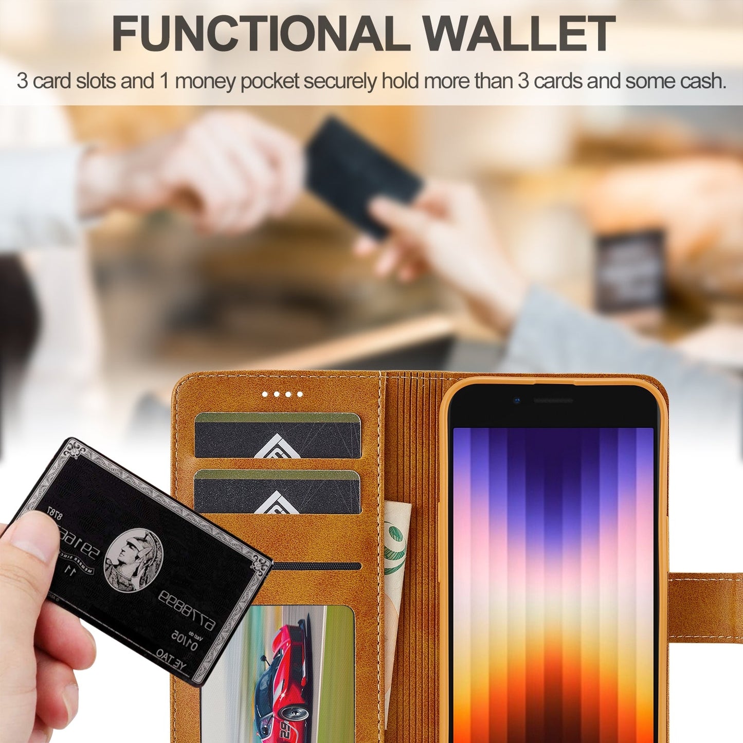 LC.IMEEKE Calf Texture Horizontal Flip Leather Case For iPhone 16e(Yellow)