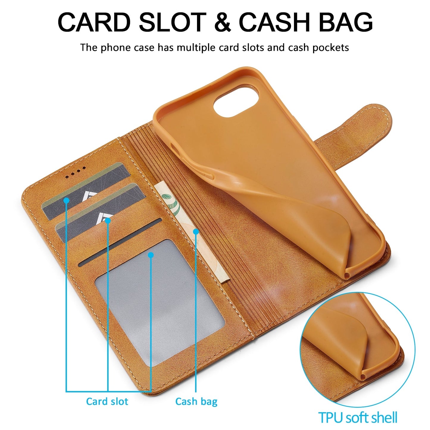 LC.IMEEKE Calf Texture Horizontal Flip Leather Case For iPhone 16e(Yellow)