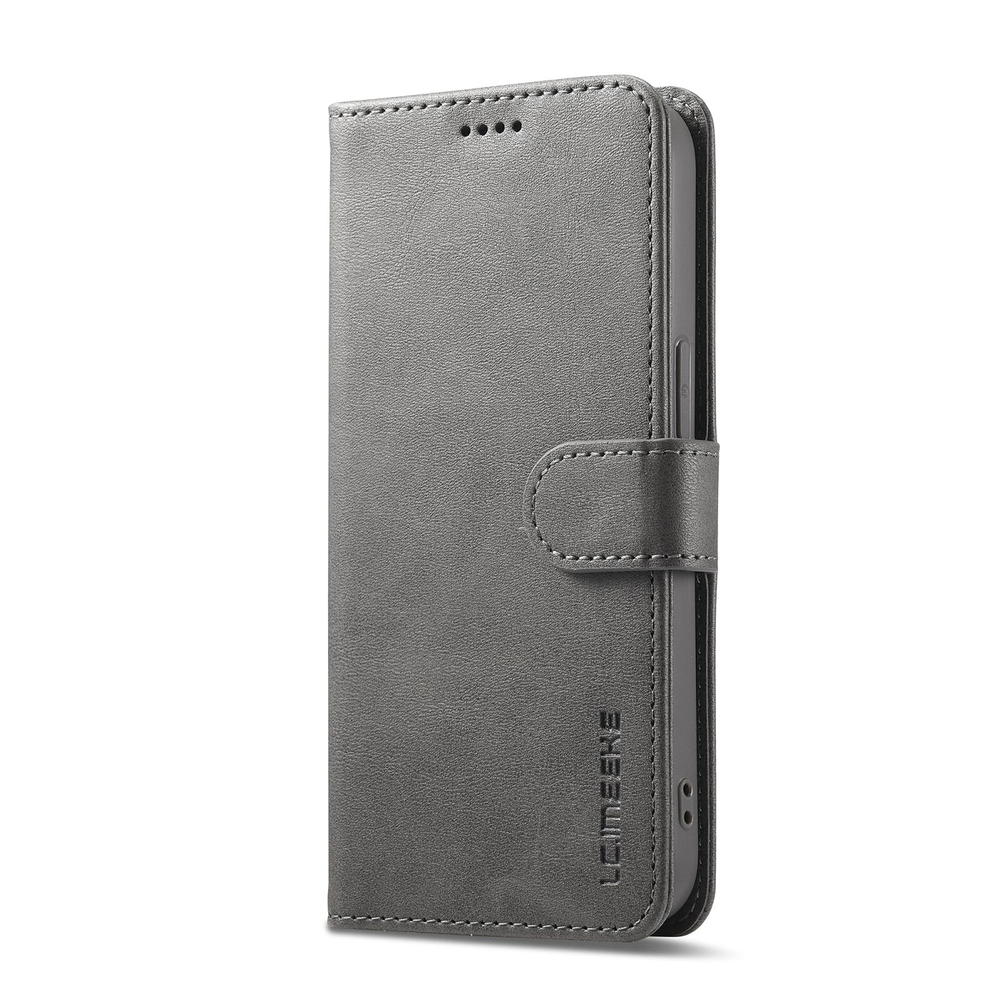 LC.IMEEKE Calf Texture Horizontal Flip Leather Case For iPhone 16e(Grey)