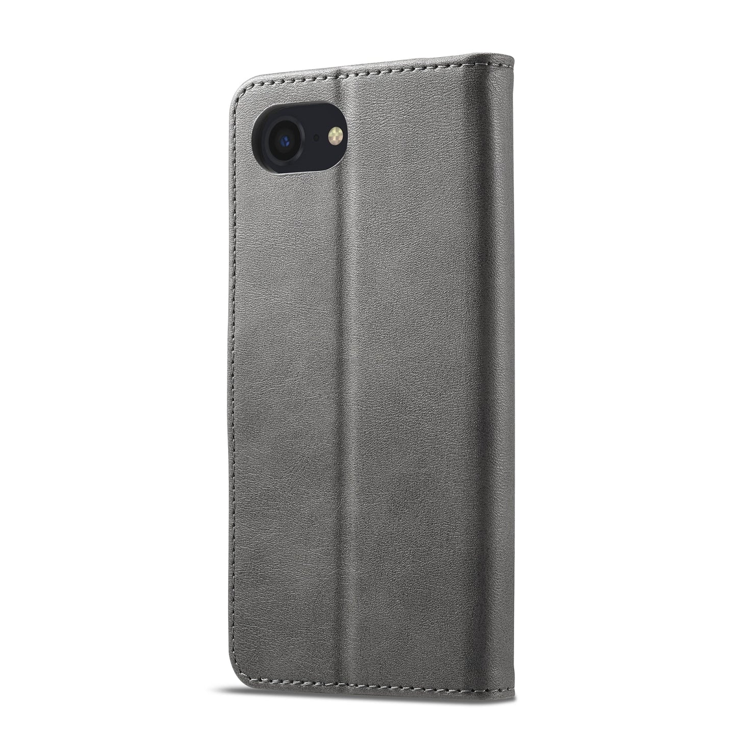 LC.IMEEKE Calf Texture Horizontal Flip Leather Case For iPhone 16e(Grey)