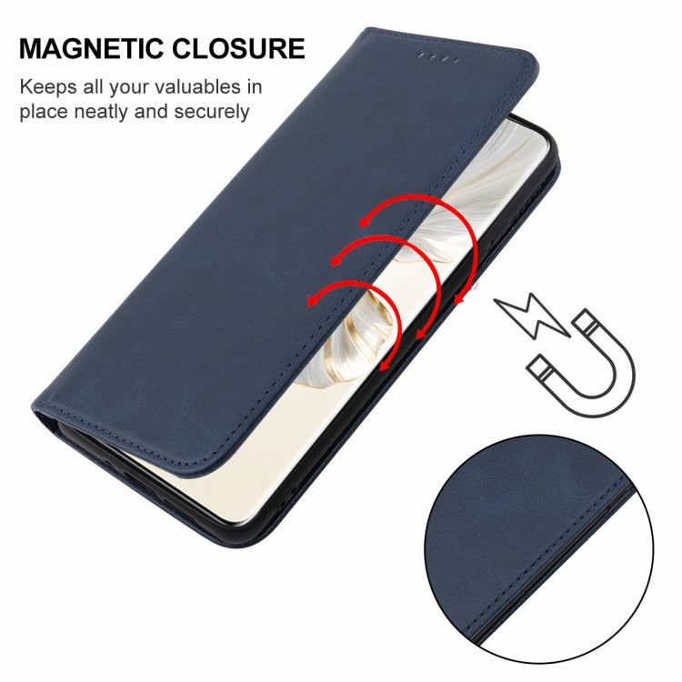 For Honor 100 Pro Magnetic Closure Leather Phone Case(Blue)