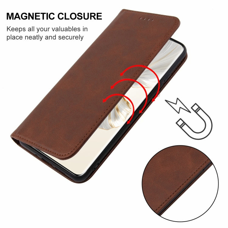 For Honor 100 Pro Magnetic Closure Leather Phone Case(Brown)