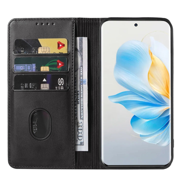 For Honor 100 Magnetic Closure Leather Phone Case(Black)
