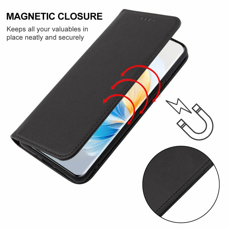 For Honor 100 Magnetic Closure Leather Phone Case(Black)