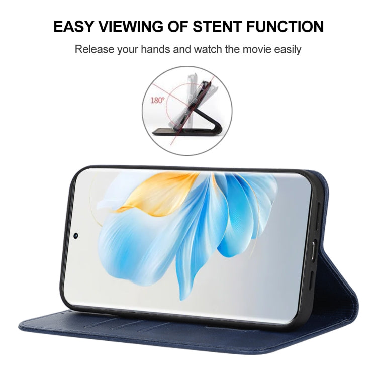 For Honor 100 Magnetic Closure Leather Phone Case(Blue)