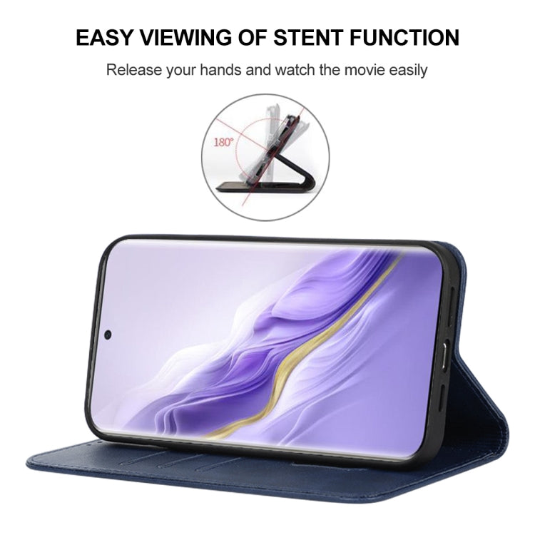 For Honor Magic6 Magnetic Closure Leather Phone Case(Blue)