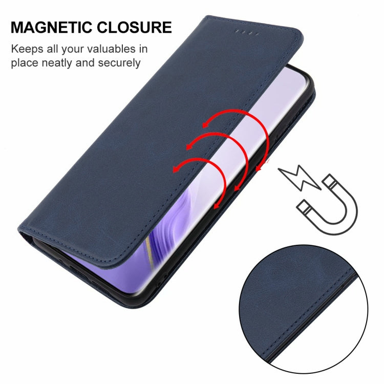 For Honor Magic6 Magnetic Closure Leather Phone Case(Blue)
