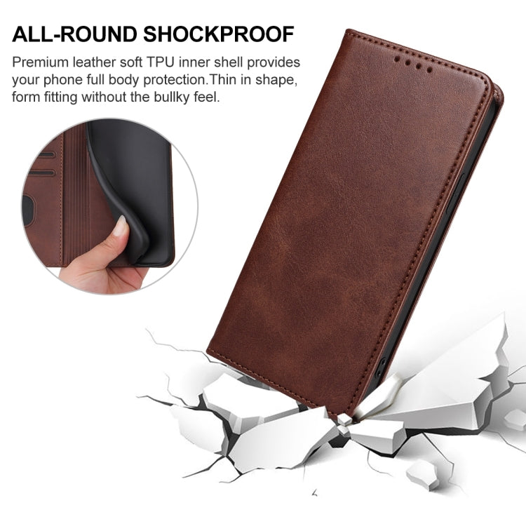 For Honor Magic6 Magnetic Closure Leather Phone Case(Brown)