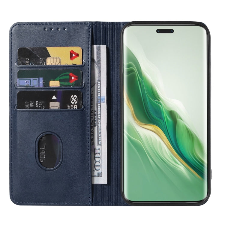 For Honor Magic6 Pro Magnetic Closure Leather Phone Case(Blue)