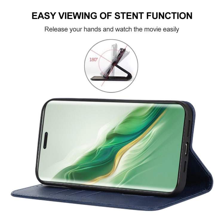 For Honor Magic6 Pro Magnetic Closure Leather Phone Case(Blue)