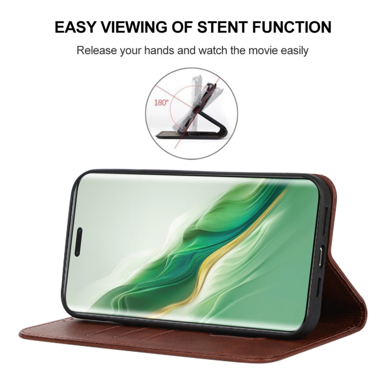 For Honor Magic6 Pro Magnetic Closure Leather Phone Case(Brown)