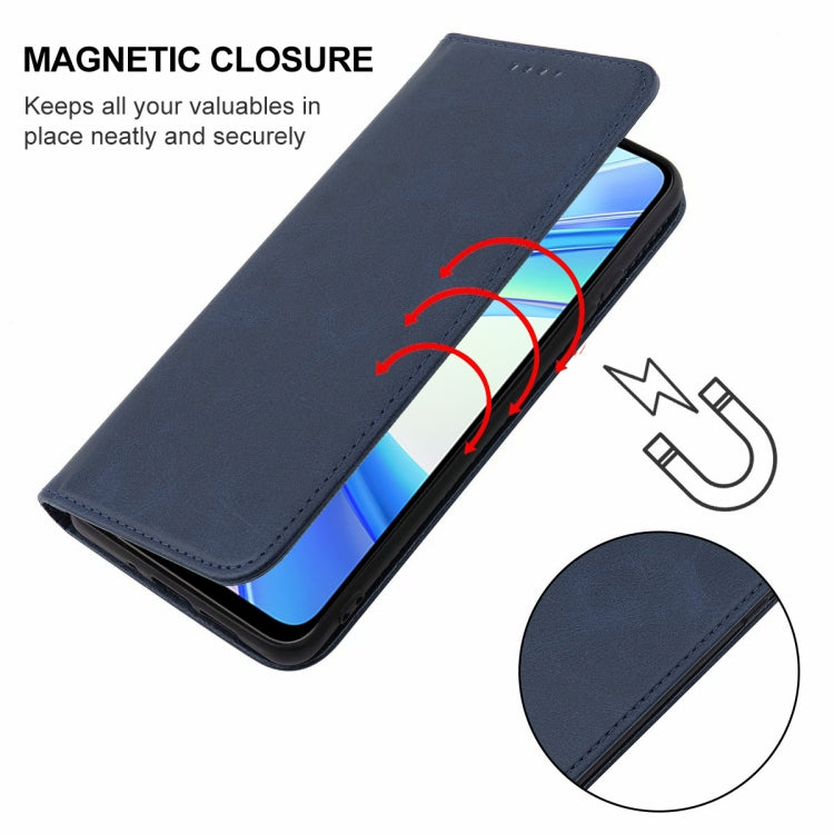 For Honor X7b Magnetic Closure Leather Phone Case(Blue)