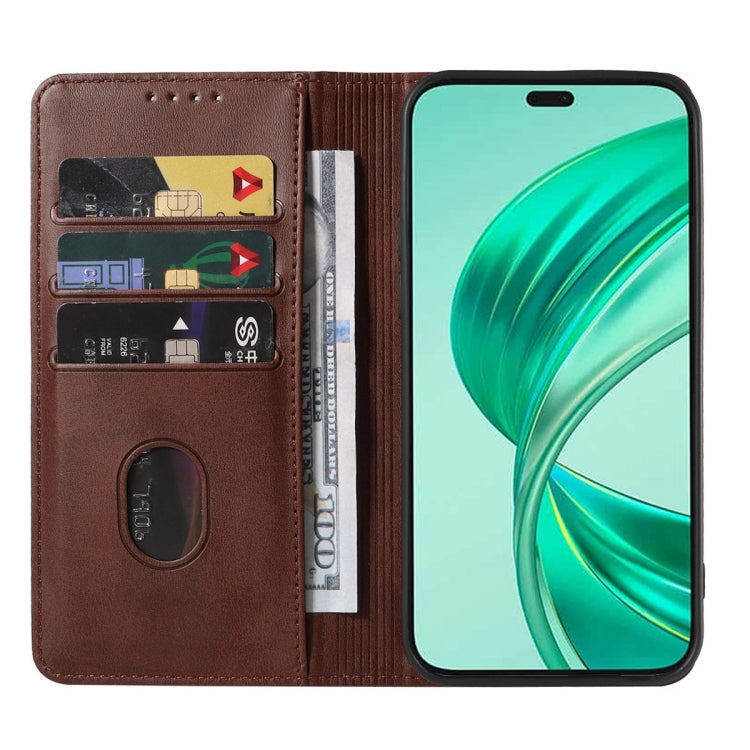 For Honor X8b Magnetic Closure Leather Phone Case(Brown)