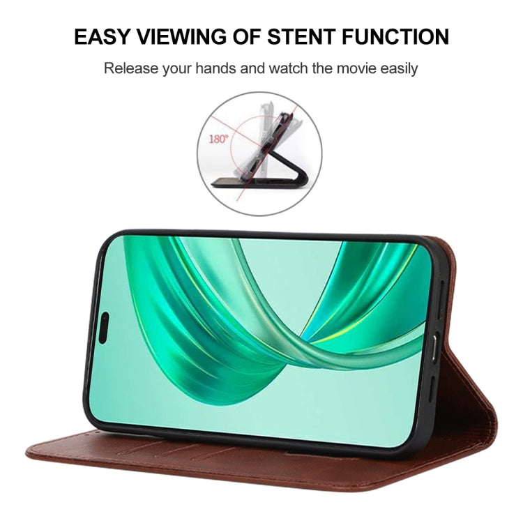 For Honor X8b Magnetic Closure Leather Phone Case(Brown)