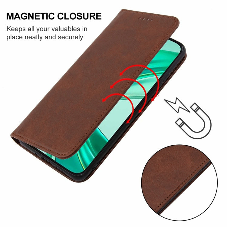 For Honor X8b Magnetic Closure Leather Phone Case(Brown)