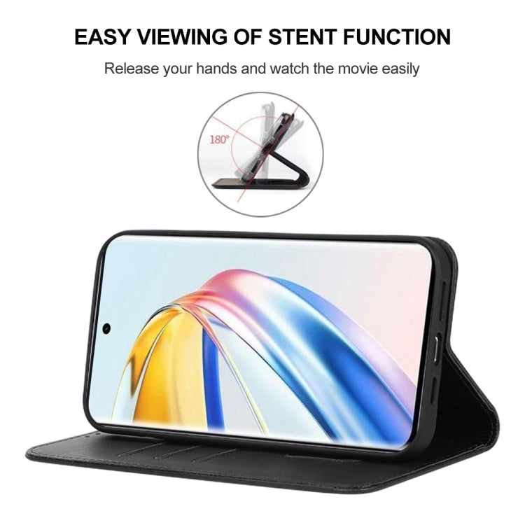 For Honor X9b / Magic6 Lite 5G Magnetic Closure Leather Phone Case(Black)