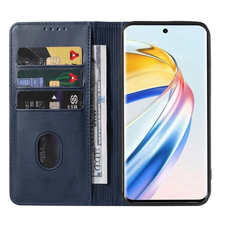 For Honor X9b / Magic6 Lite 5G Magnetic Closure Leather Phone Case(Blue)