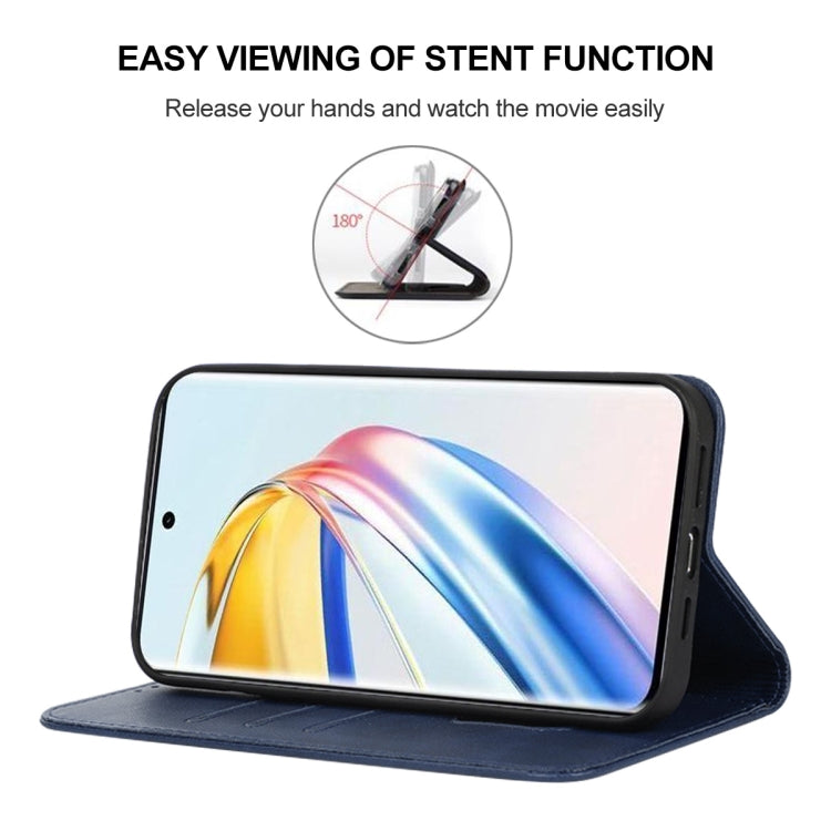For Honor X9b / Magic6 Lite 5G Magnetic Closure Leather Phone Case(Blue)