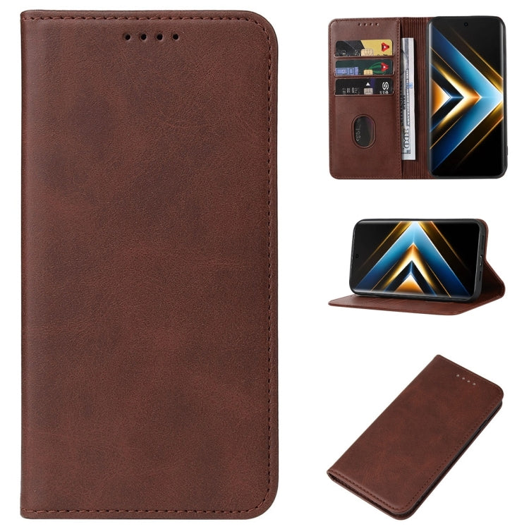 For Honor X50 GT Magnetic Closure Leather Phone Case(Brown)