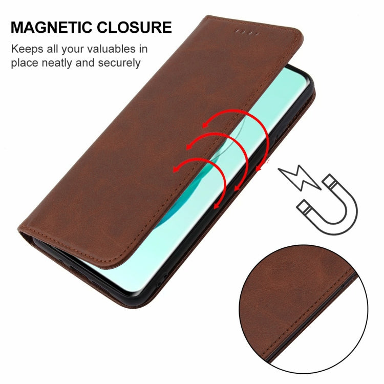 For Honor X50 Pro Magnetic Closure Leather Phone Case(Brown)
