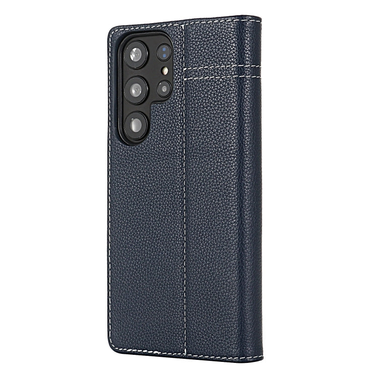 For Samsung Galaxy S24 5G GEBEI Top-grain Horizontal Flip Leather Phone Case(Blue)
