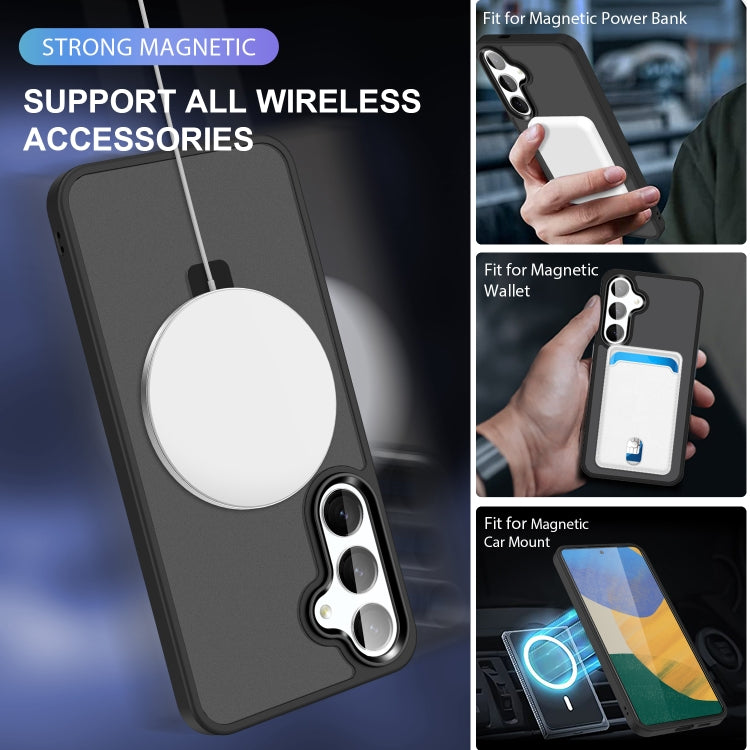 For Samsung Galaxy S24 5G MagSafe Holder Skin-feel PC Hybrid TPU Phone Case(Black)