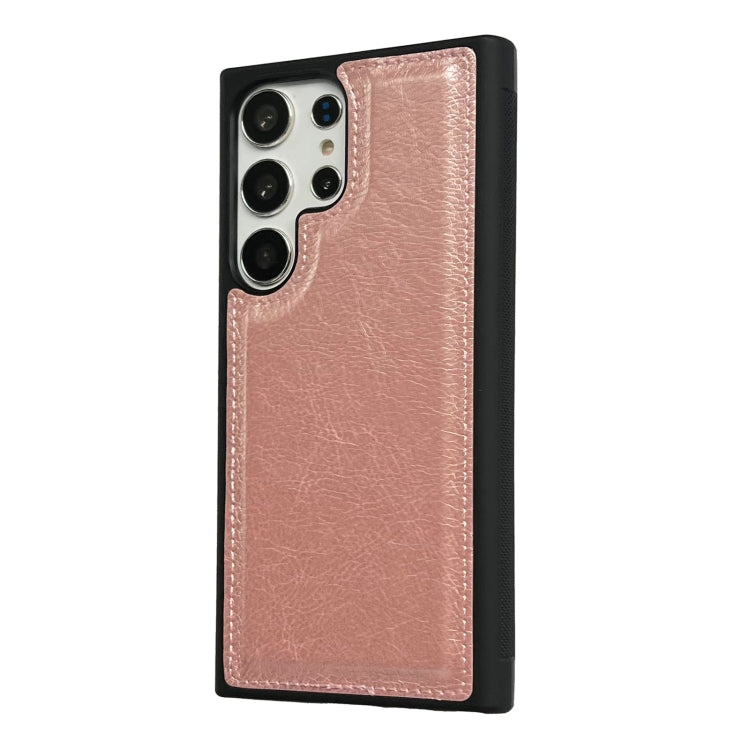 For Samsung Galaxy S24 5G Cowhide Texture Back Cover Phone Case(Rose Gold)