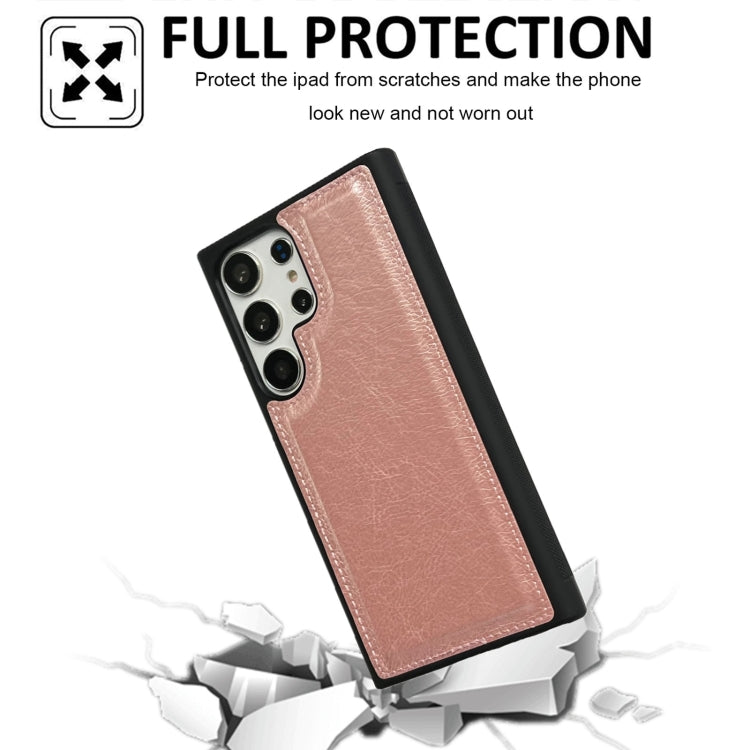 For Samsung Galaxy S24 5G Cowhide Texture Back Cover Phone Case(Rose Gold)