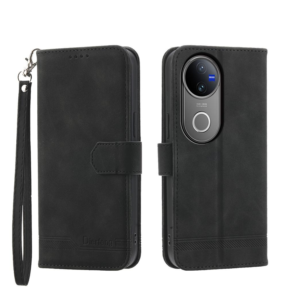 For vivo V50 Dierfeng Dream Line TPU Hybrid PU Leather Phone Case(Black)