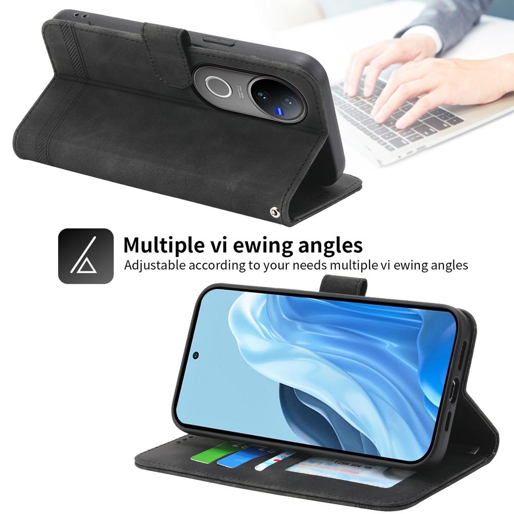 For vivo V50 Dierfeng Dream Line TPU Hybrid PU Leather Phone Case(Black)