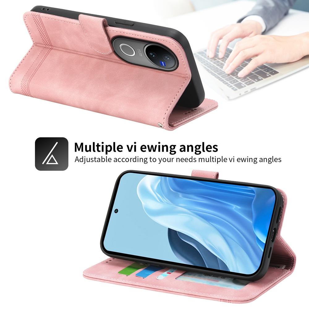 For vivo V50 Dierfeng Dream Line TPU Hybrid PU Leather Phone Case(Pink)