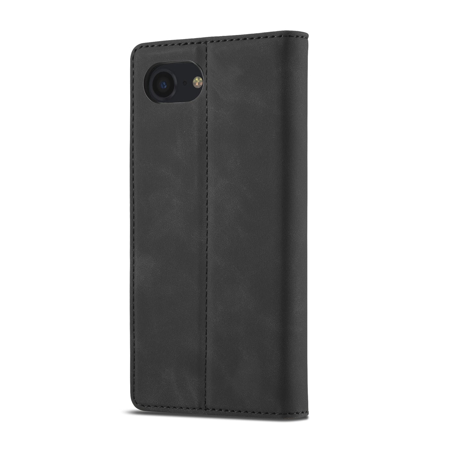 For iPhone 16e LC.IMEEKE Strong Magnetism Microfiber Leather Phone Case(Black)