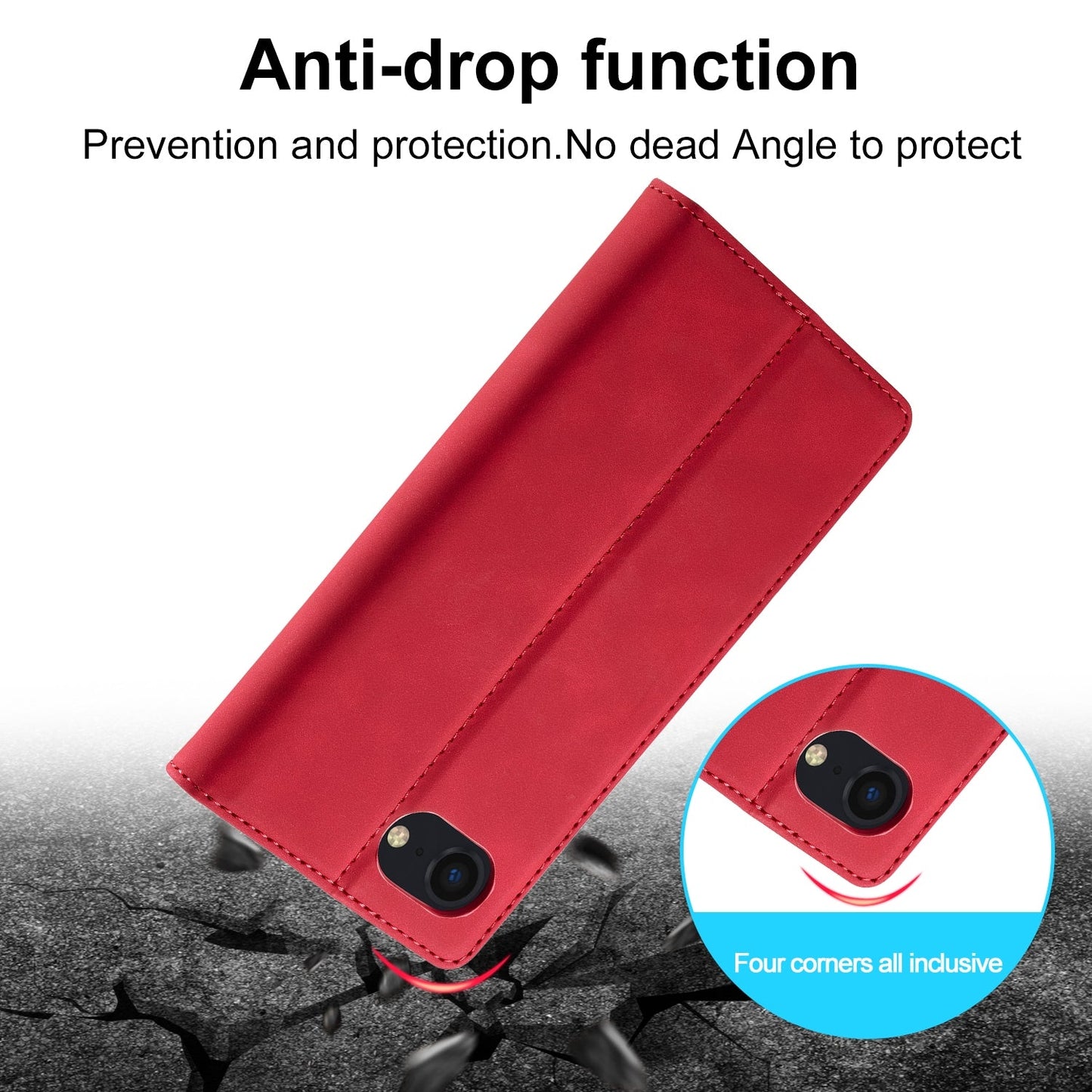 For iPhone 16e LC.IMEEKE Strong Magnetism Microfiber Leather Phone Case(Red)