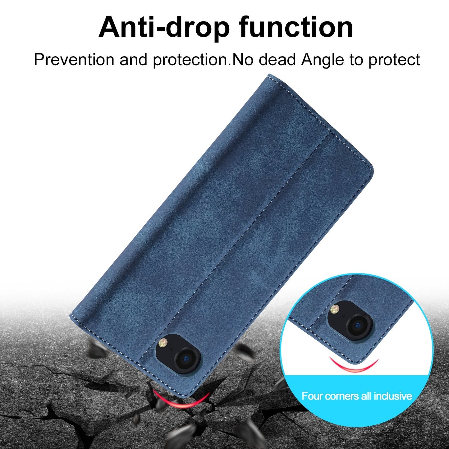 For iPhone 16e LC.IMEEKE Strong Magnetism Microfiber Leather Phone Case(Blue)