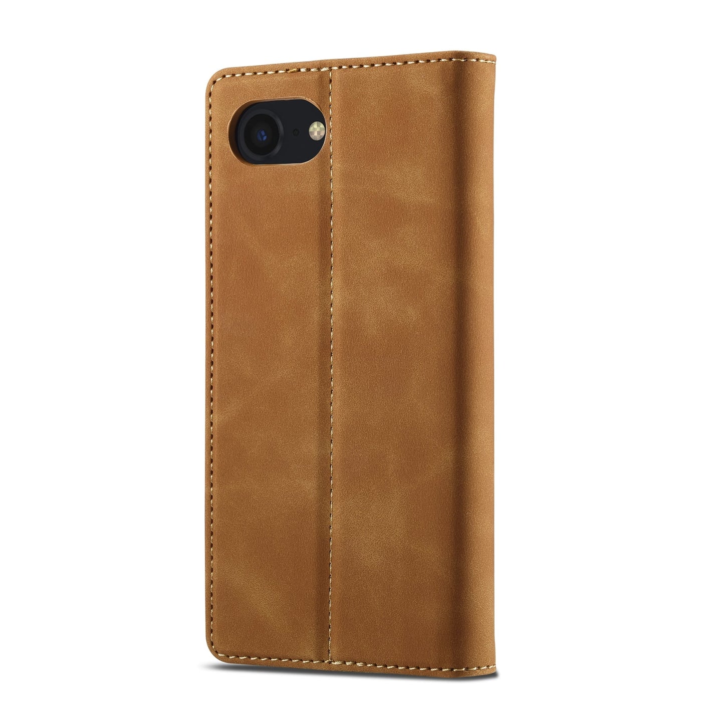 For iPhone 16e LC.IMEEKE Strong Magnetism Microfiber Leather Phone Case(Brown)