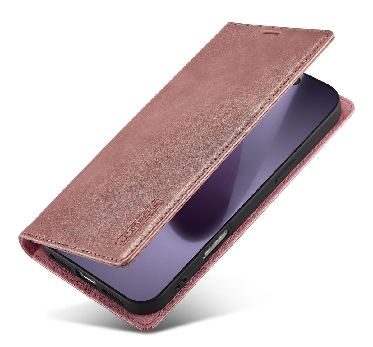 Compatible with iPhone 18 Pro Max & 17 Pro Max LC.IMEEKE Strong Magnetism Microfiber Leather Phone Case - Rose Gold