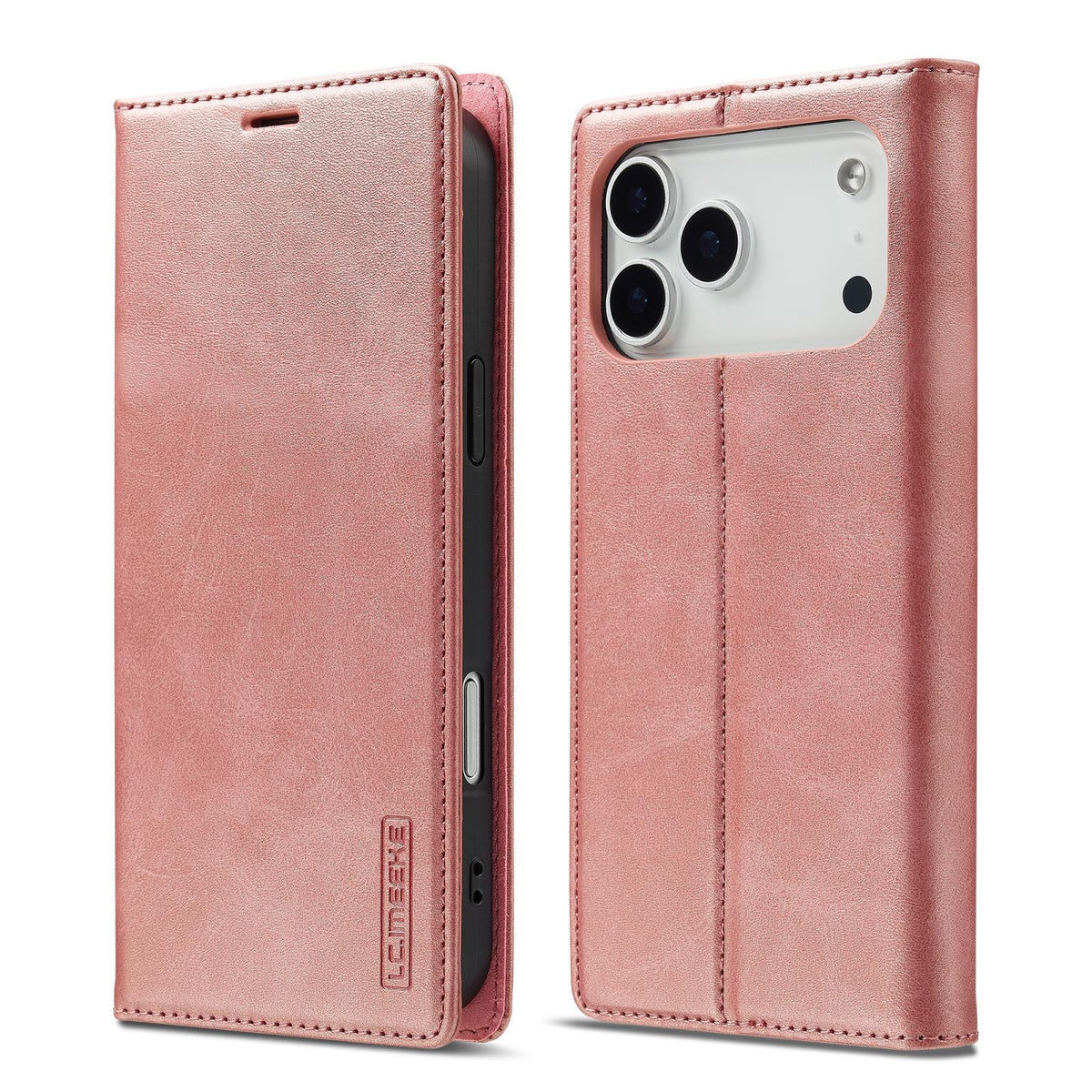 Compatible with iPhone 18 Pro & 17 Pro LC.IMEEKE Strong Magnetism Microfiber Leather Phone Case - Rose Gold